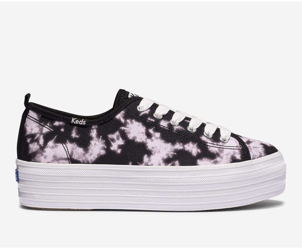 Women's Keds Triple Up Tie Dye Feat Organic Cotton Sneakers Black Multicolor 2964580SW - South Afric